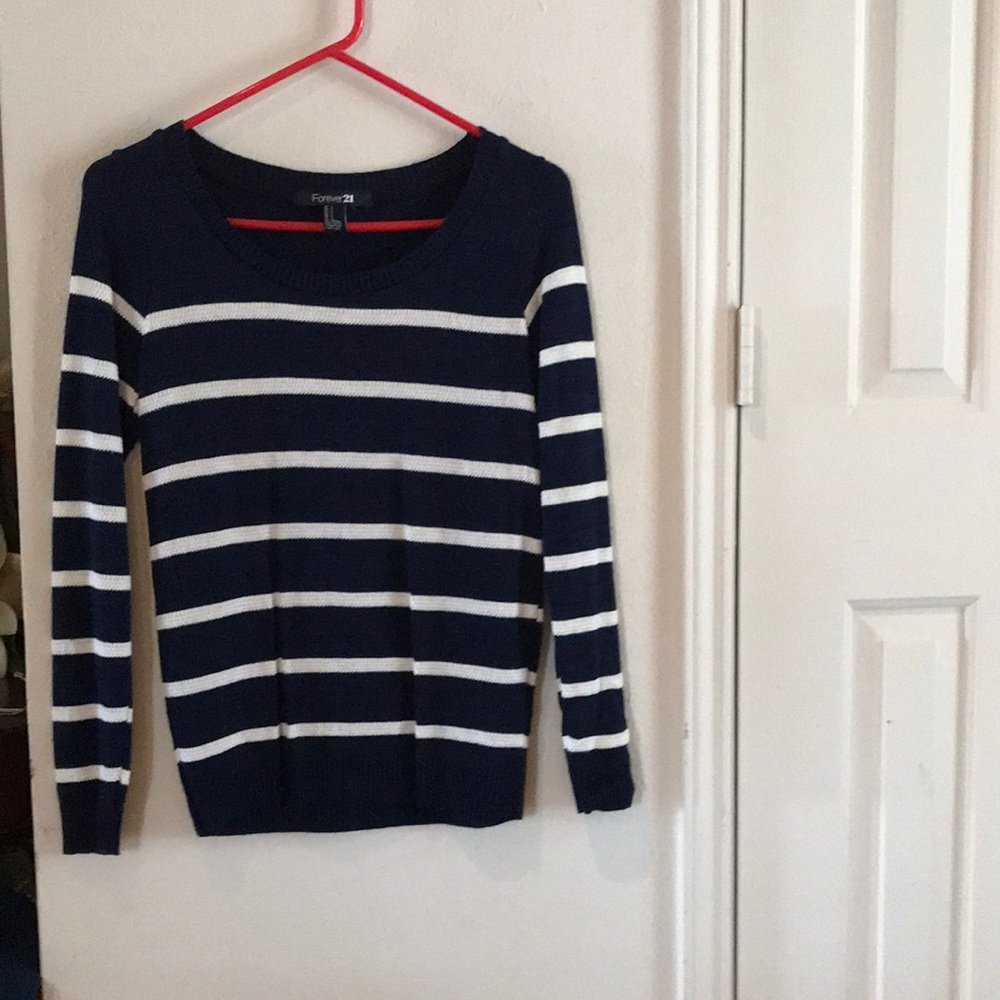Blue and White Striped Sweater